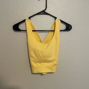 yellow cross back sports bra